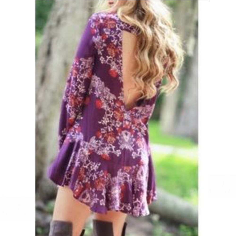 Free People Smooth Talker Boho Chic Festival Mini Dress Sz S Plumberry - Picture 2 of 10